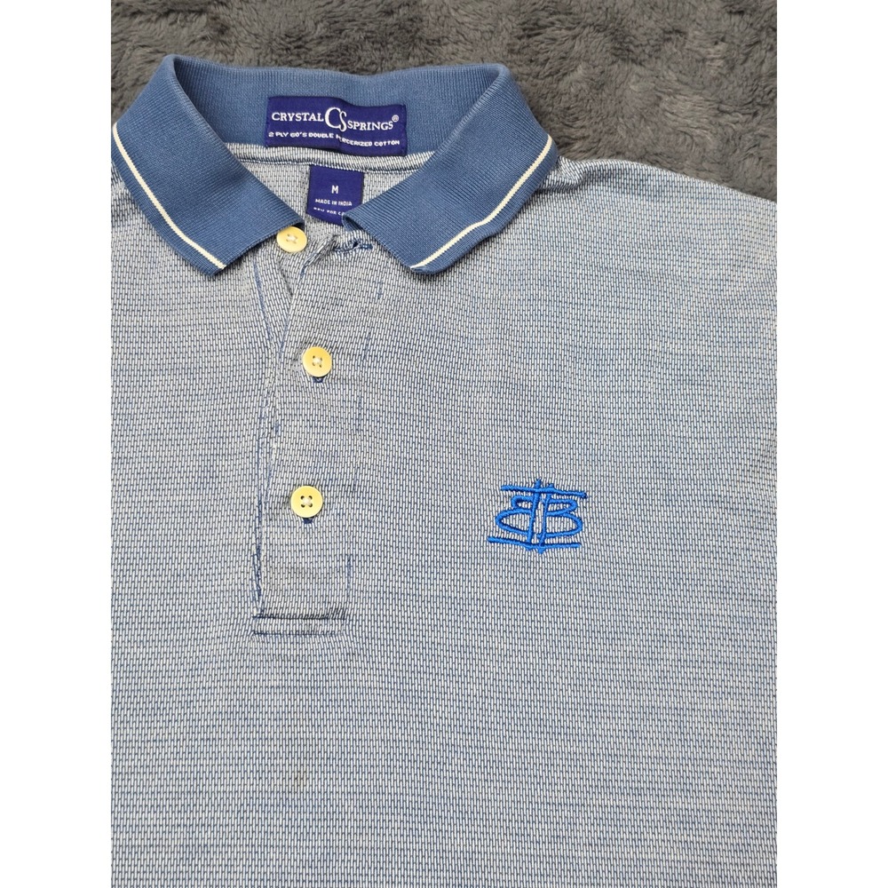 Crystal Springs Mens Blue Mercerized Cotton Short Sleeve Polo Shirt Size M